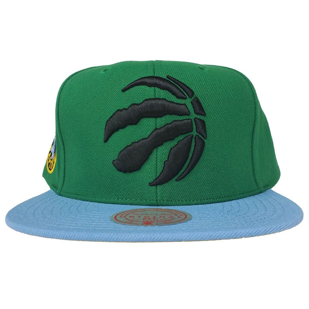 Toronto Raptors Mitchell & Ness NBA Snapback Hat Cap 3D Logo Green Blue NWT